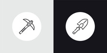 Outline Icons Set From Construction Tools Concept. Editable Vector Included Pick Axe, Spade Tool Icons. Thin Line Icons