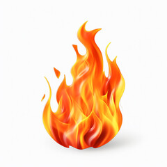 3d fire flame icon with burning red hot sparks isolated on white background, ai technology