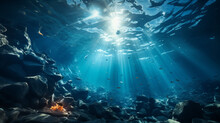 Sea Or Ocean Underwater Deep Nature Background Generative Ai
