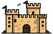 Fort Flat Vector Illustration, stylish historic sight showplace attraction vector illustration.World Heritage Site.
