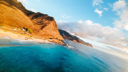 Sticker - mountains on the beach in hawaii aerial photo