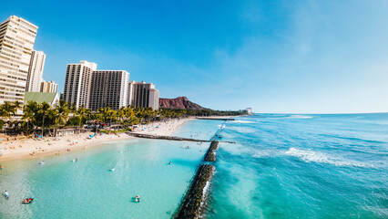 Sticker - waikiki and diamond head aerial view photo