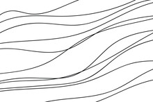 Monochrome Wave Pattern. Wavy Background. Hand Drawn Lines. Hair Texture. Doodle For Design. Line Art. Black And White
