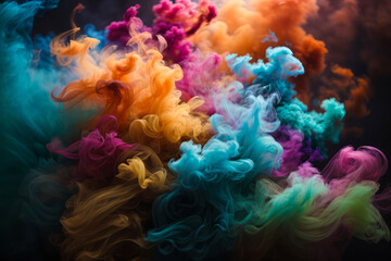 Wall Mural - Explosion of colored powder on black background. Abstract colored background