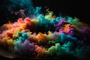 Wall Mural - Explosion of colored powder on black background. Abstract colored background