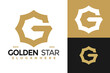 Letter G golden star Logo design vector symbol icon illustration