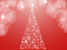 雪の結晶　クリスマスツリー　背景　赤　1