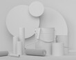 © boule1301 - Abstract scene with safety helmet, bucket with paint rollers on monochrome