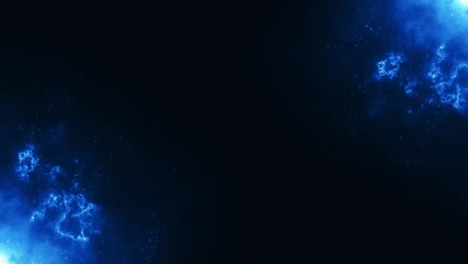Wall Mural - abstract 4k seamless loop background with glowing blue energy lights and sparkling flying particles