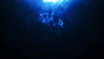 Wall Mural - abstract 4k seamless loop background with glowing blue energy lights and sparkling flying particles