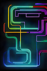 Abstract rainbow floating electronic circuit board pattern lines in the computer internet network digital data cyberspace realm background