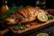 Grilled and baked fish with delightful spices and seasonings. Generative AI