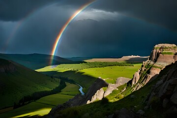 Sticker - rainbow over the mountains