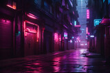 Fototapeta Londyn - cyberpunk city with color full light town in evening