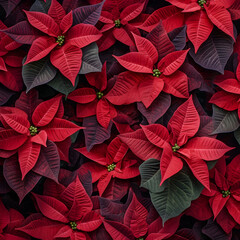 abstract background with red poinsettia leaves. square composition.
