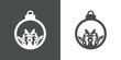 Tiempo de Navidad. Logo con silueta de bola de navidad con grupo de cabezas de renos y reno Rudolph asomados para su uso en invitaciones y felicitaciones