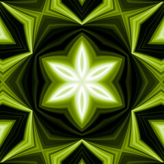 Poster - lime green floral fantasy pattern and design on a black background