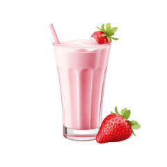 Wall Mural - Glass of strawberry milk isolated on transparent background,transparency 