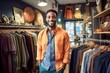 smiling african man clothing shop owner