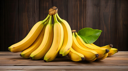 Wall Mural - Bunch of bananas on wooden background