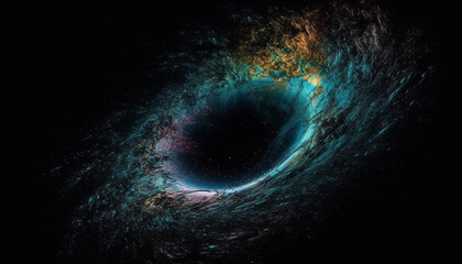 deep blue galaxy orbits star filled constellation in abstract space illustration generated by ai