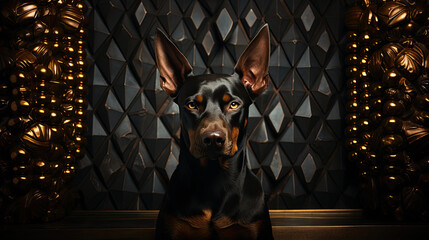 Wall Mural - Elegance in Black and Tan: Doberman Pinscher Puppy Showcase - Generative AI