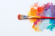 Vibrant Acrylic Paint Smears with Brush on White Background