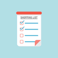 Wall Mural - Shopping list icon in flat style. Memo pages vector illustration on isolated background. Daily planner sign business concept.