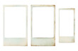 Set of three vintage photo frames isolated on transparent background, photo frames in different formats, graphic design elements, png.