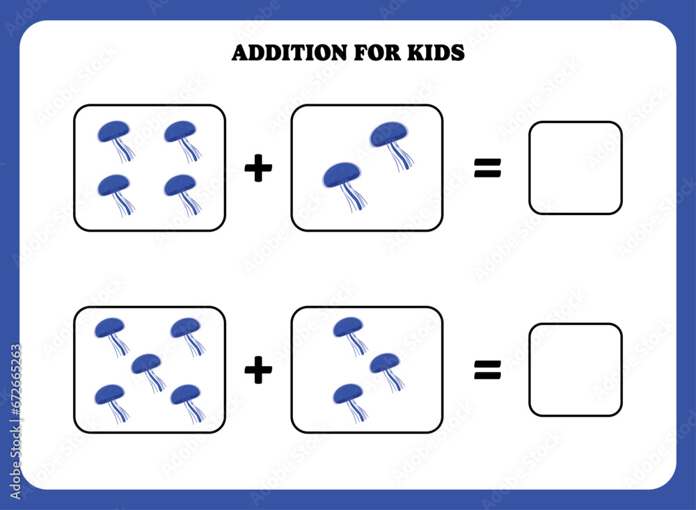 Addition page for kids. Educational math game for children with ...