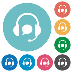 Poster - Call center with chat bubble solid flat round icons