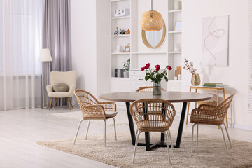 Wall Mural - Stylish dining room interior with comfortable furniture