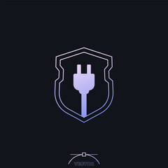 Canvas Print - electric plug and shield vector icon with a gradient