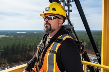 Wall Mural - construction banksman monitoring a crane lift, emphasizing their role as a safety expert,construction site