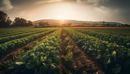 Sticker - A panoramic rural scene with vibrant tulips in a meadow generative AI