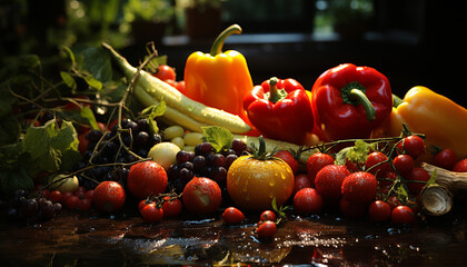 Canvas Print - Freshness of nature bounty  tomato, vegetable, and bell pepper salad generated by AI