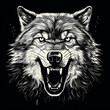 Wolf Design for T-Shirt on Black background 