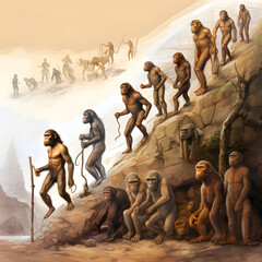 the theory of human evolution illustrated, development of homo sapiens