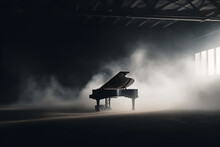 Piano And Smoke On Stage. Neural Network AI Generated Art