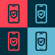 Pop art Insurance online icon isolated on color background. Security, safety, protection, protect concept. Vector