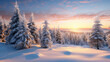 © Birol Dincer  - snowy wonderland winter landscape  at sunset