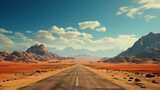 Fototapeta Natura - breathtaking landscape road in a desert valley background 16:9 widescreen backdrop wallpapers