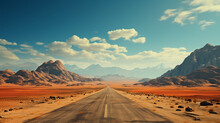 Breathtaking Landscape Road In A Desert Valley Background 16:9 Widescreen Backdrop Wallpapers