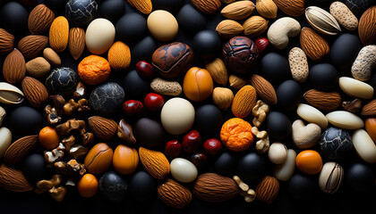 Wall Mural - A large heap of shiny almonds, a gift of nature generated by AI