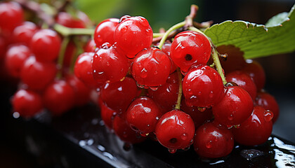 Poster - Freshness of nature gourmet dessert juicy, ripe berry refreshment generated by AI