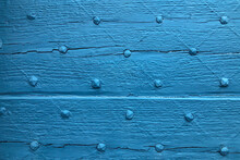 Wooden Blue Door With Ancient Square Patten
