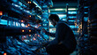 Navigating the Labyrinth of Technology  The Diligent Network Engineer's Routine in the Heart of the Server Room