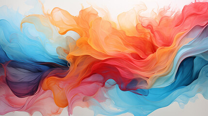 Sticker - Abstract background with multicolored flowing fabric. AI Generative