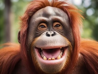 Orangutan monkey close up look at you