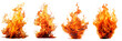 Collection of red fire flame. heat fire flames burning isolated on white background. Generative AI